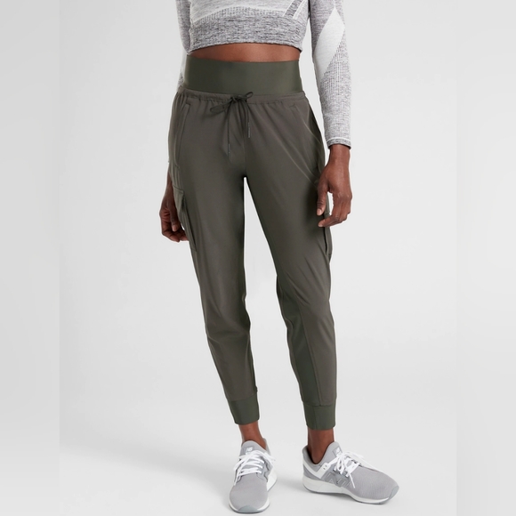 Athleta Pants - Athleta Sutton Cargo Joggers, Olive Green, Pull-On, Knit Waistband, Sz 14, EUC!